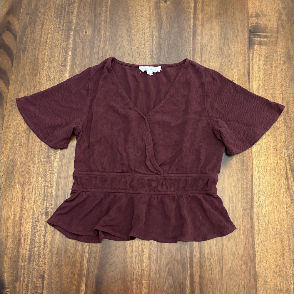 3/$12 Hippie Rose Burgundy Wrap Crop Top